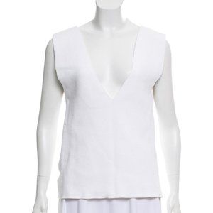 MARNI White Deep V-neck Knit Top - 38/XS